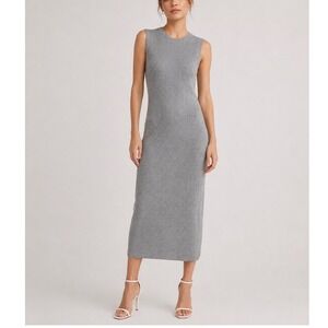 Quince Mongolian Cashmere Sleeveless Midi Dress Women's Medium Heather Grey New